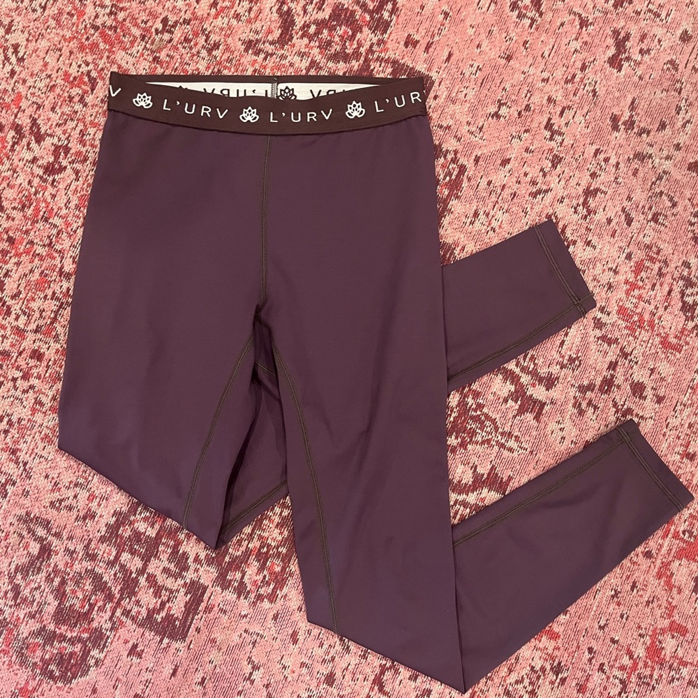 L’URV Purple/Eggplant Luxury Activewear/Athleisure Leggings, Size: Small